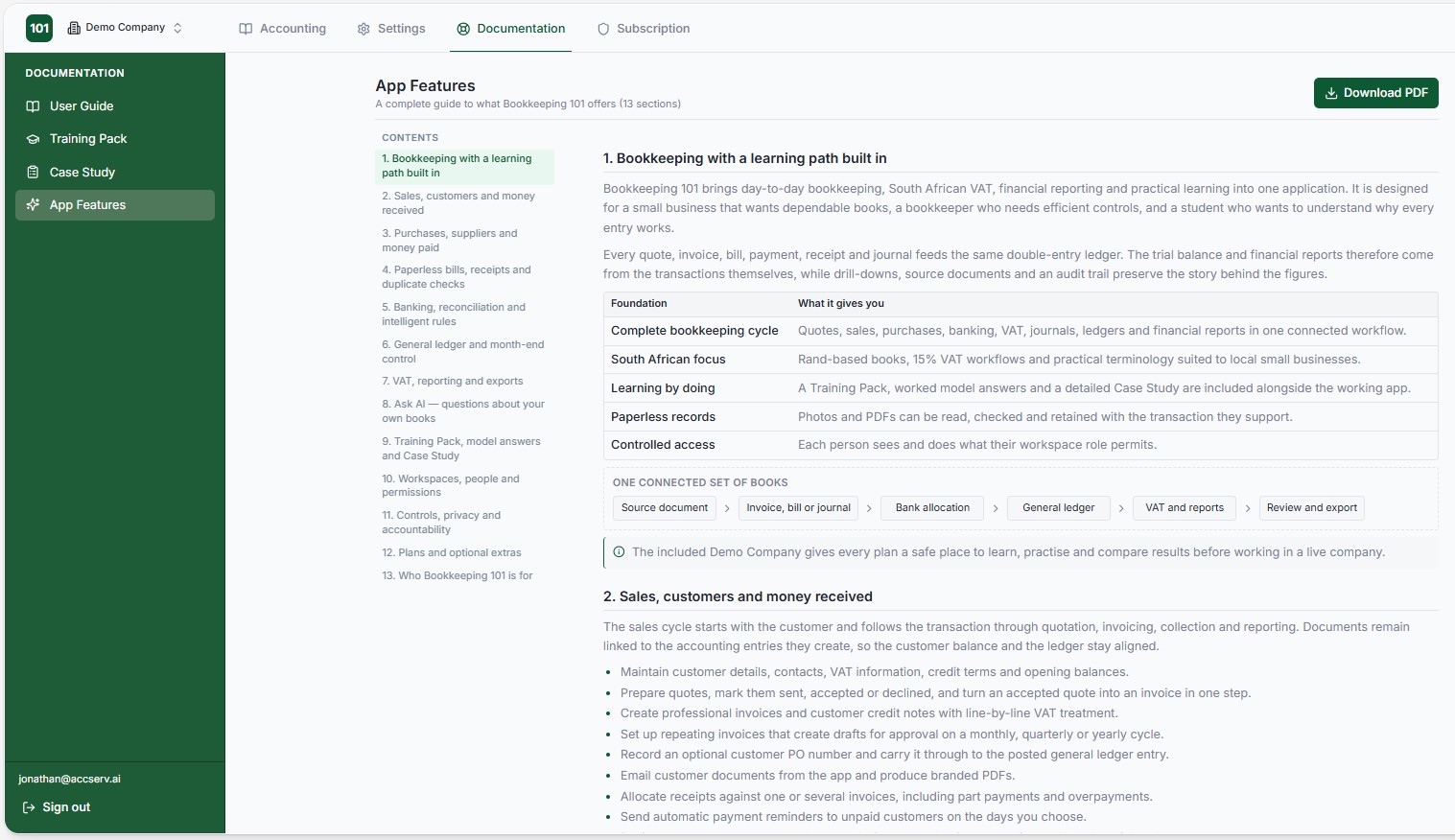 Bookkeeping 101 screenshot — click to enlarge